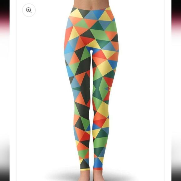 LULAROE BOLD COLORFUL BRIGHT GEOMETRIC TRIANGLE PATTERN  LEGGING - Picture 1 of 16